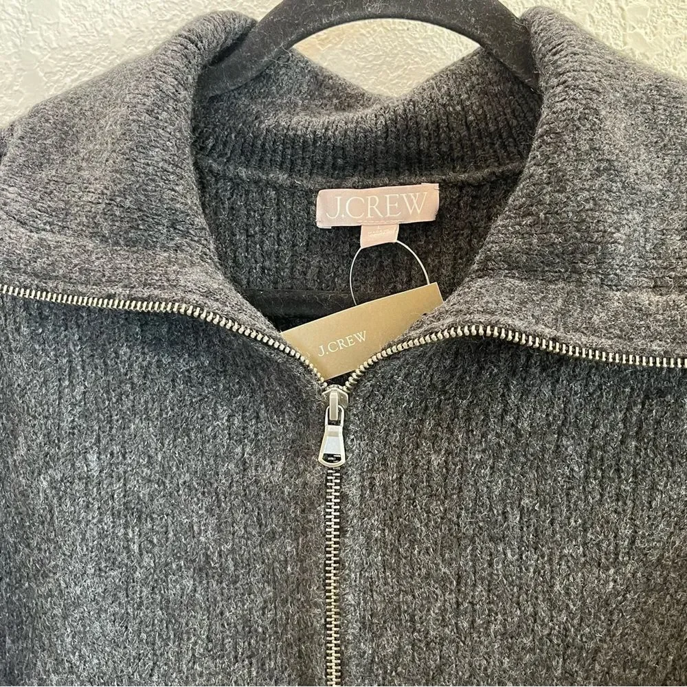 J. Crew Half Zip Stretch Merino Wool Sweater in Heather Charcoal NWT! size Large